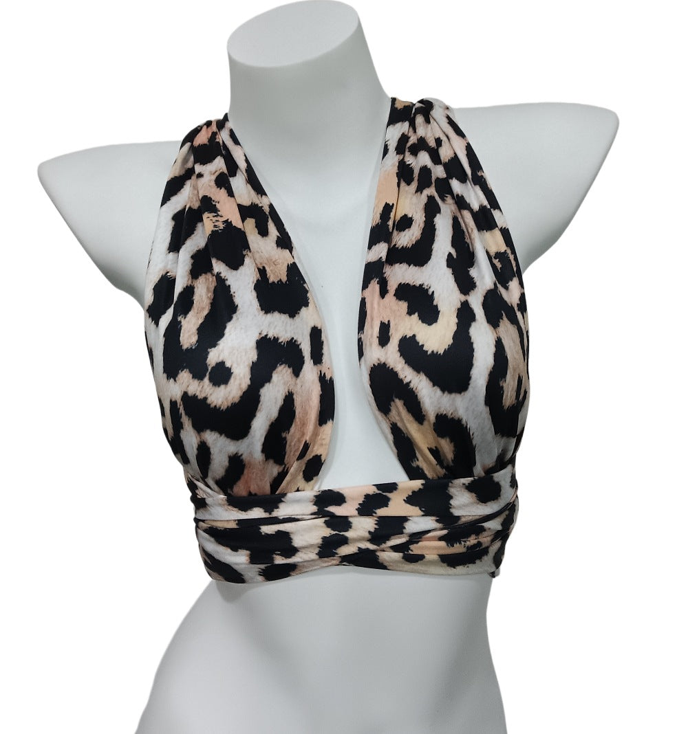 Leopard Print Halter T-shirt