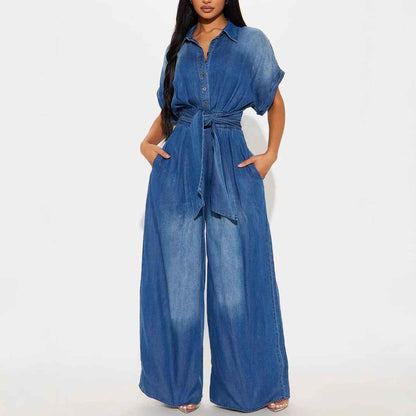Summer Polo Collar Jumpsuit