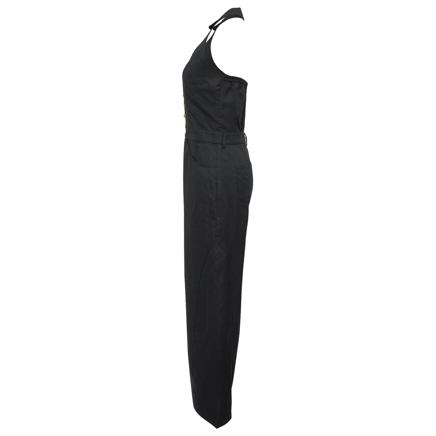 Sleeveless Backless Casual Jumpsuit w Pockets