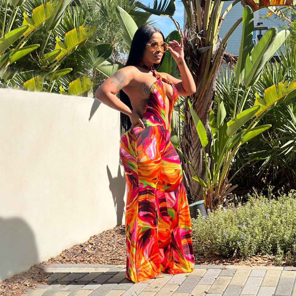 Cropped Halter Backless Jumpsuit