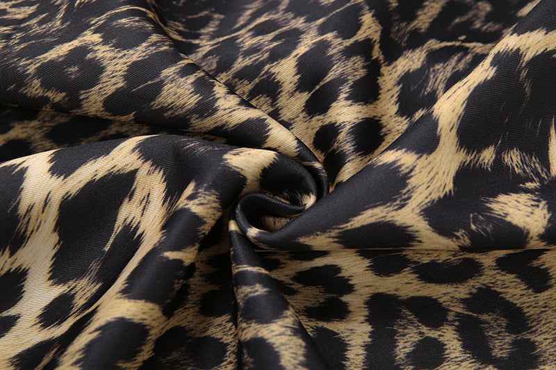 Leopard Pattern print Casual Bandage Trench Jacket