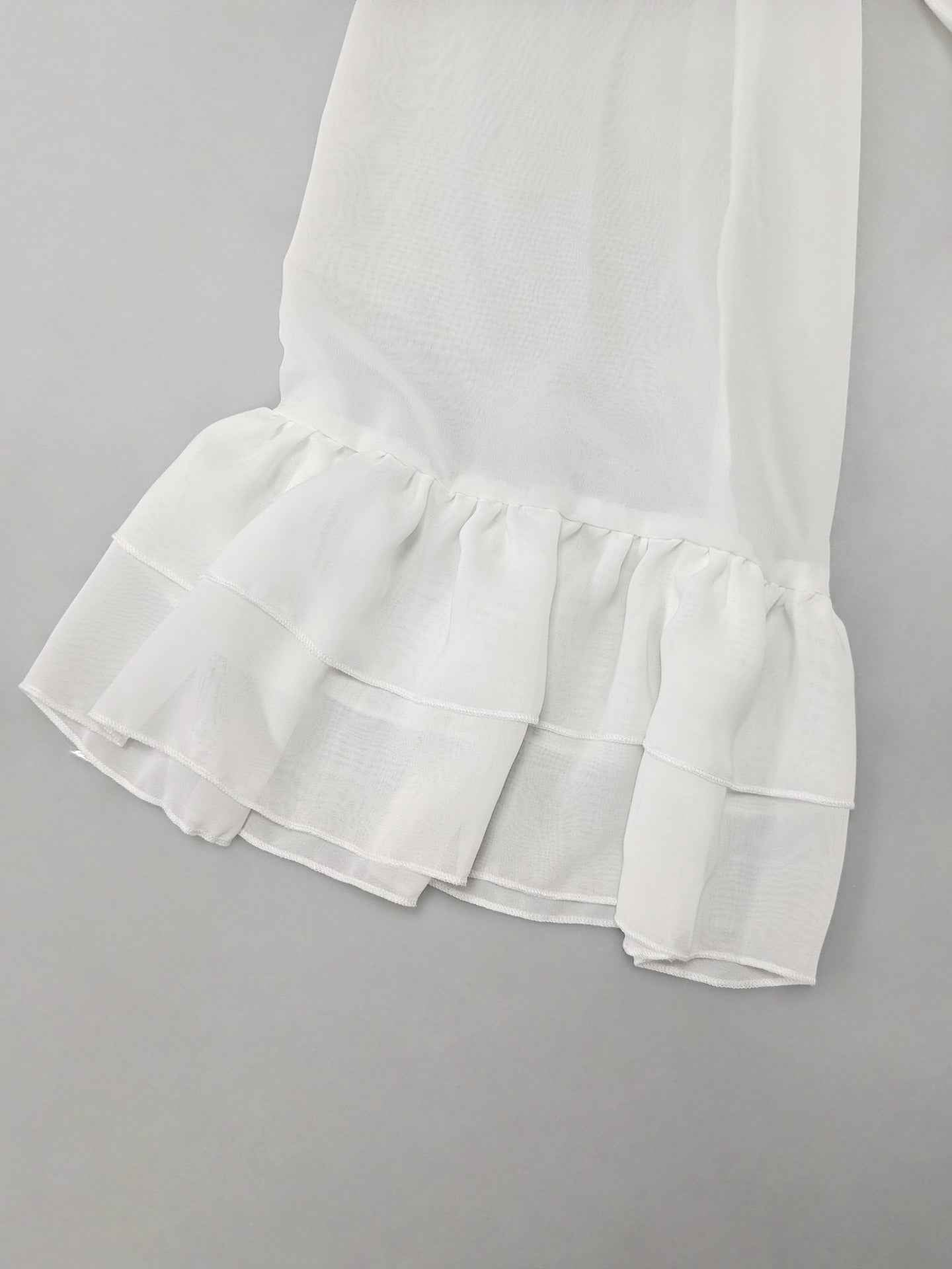 See through Ruffled Long Sleeve Blouse for Women