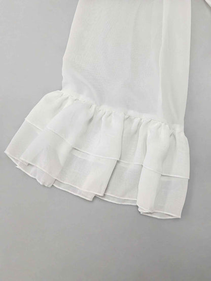 See through Ruffled Long Sleeve Blouse for Women