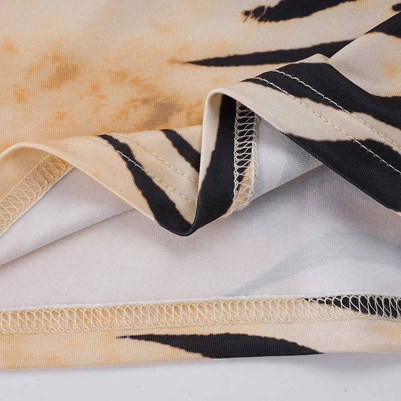 Animal Print Contrast Color T-shirt