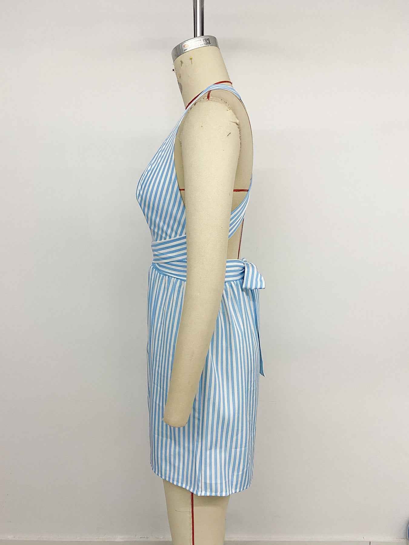 Jumpsuit Striped Cross Backless