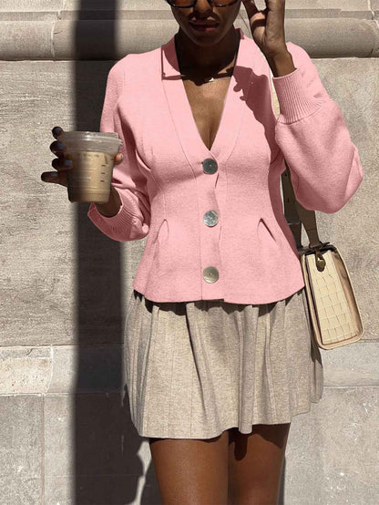 Elegant Button Long Sleeve Vest Sweater