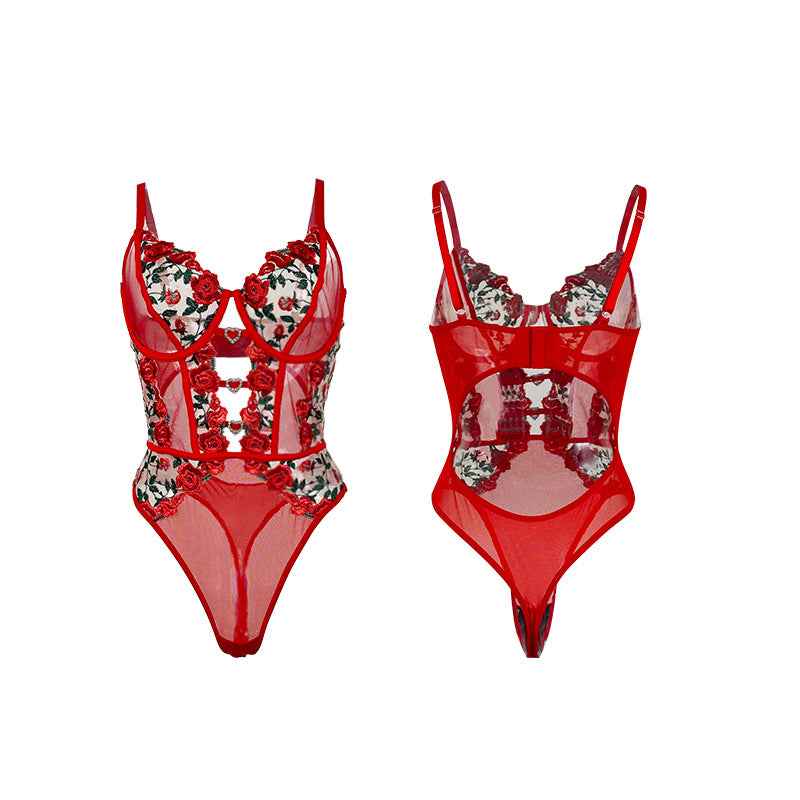 Two Tone Rose Embroidered Lingerie