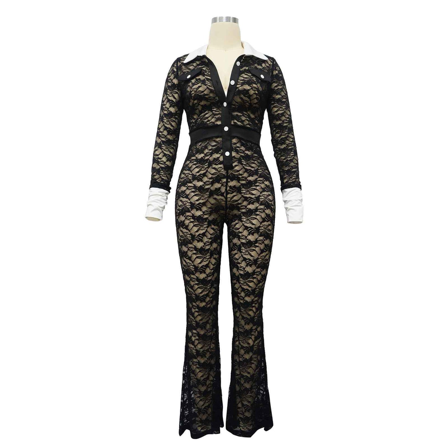 Lace Contrast Color Stitching Jumpsuit