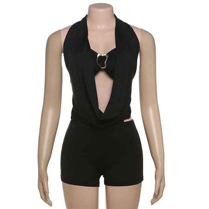 Summer Backless Lace up Romper