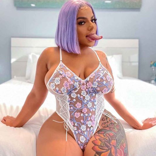 White Mesh Embroidery Lingerie