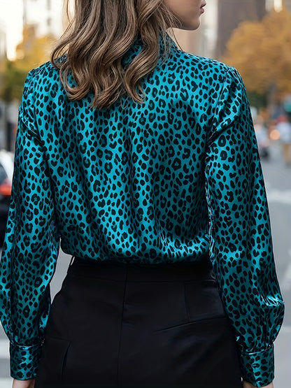 Leopard Print Long Sleeve Blouse