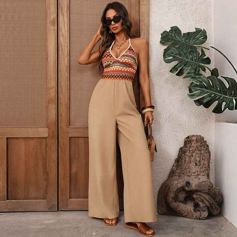 Retro Embroidery Stitched Jumpsuit