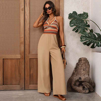 Retro Embroidery Stitched Jumpsuit