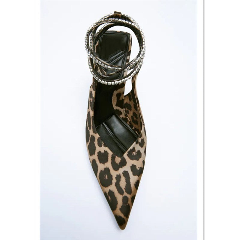 Women's Personalized Leopard Print Suede Mid Heel Pointed Toe Heels - Munsieur