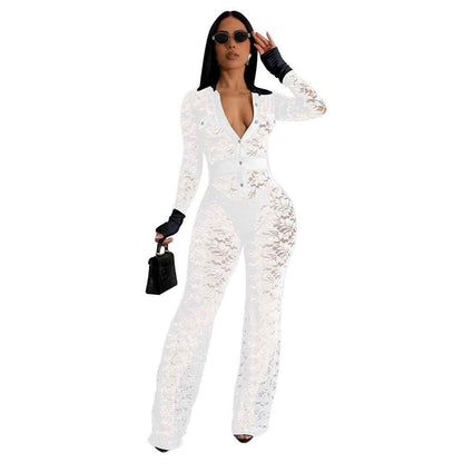 Lace Contrast Color Stitching Jumpsuit