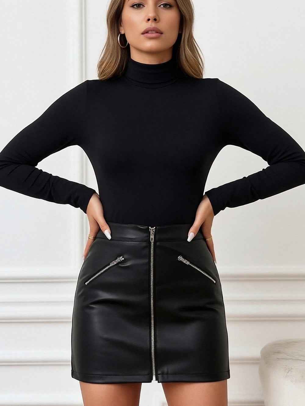 Faux Leather Wrapped Skirt