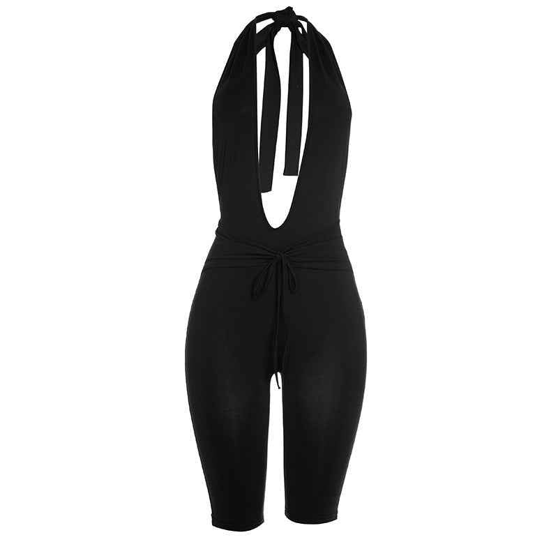 Elegant Sexy Sleeveless Deep V Plunge Halter Jumpsuit