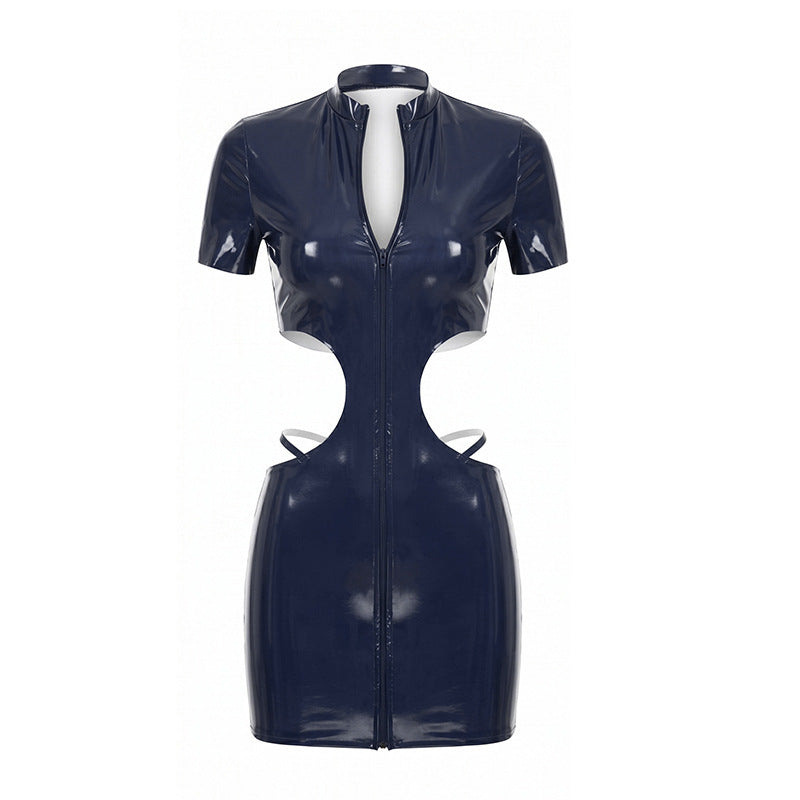 Faux Leather Zipper Dress New Arrivals MUNSIEUR