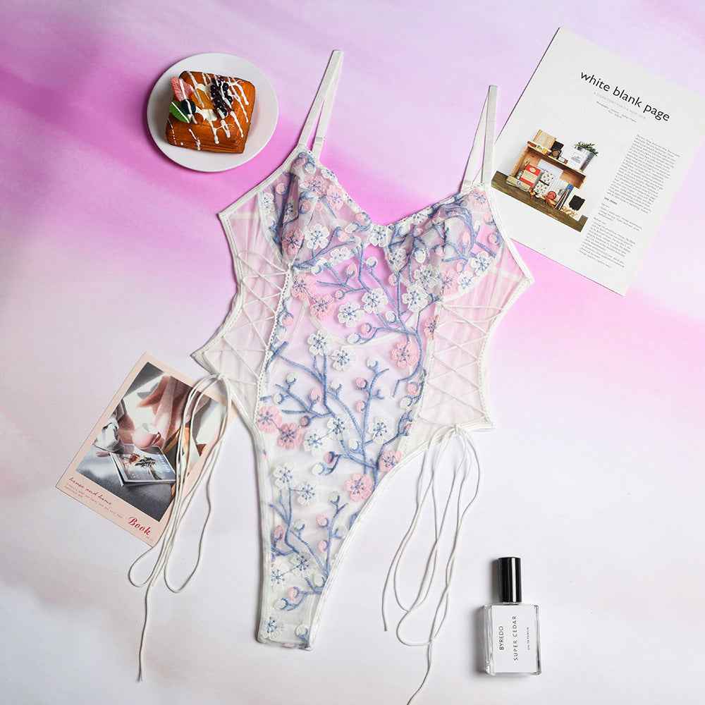White Mesh Embroidery Lingerie