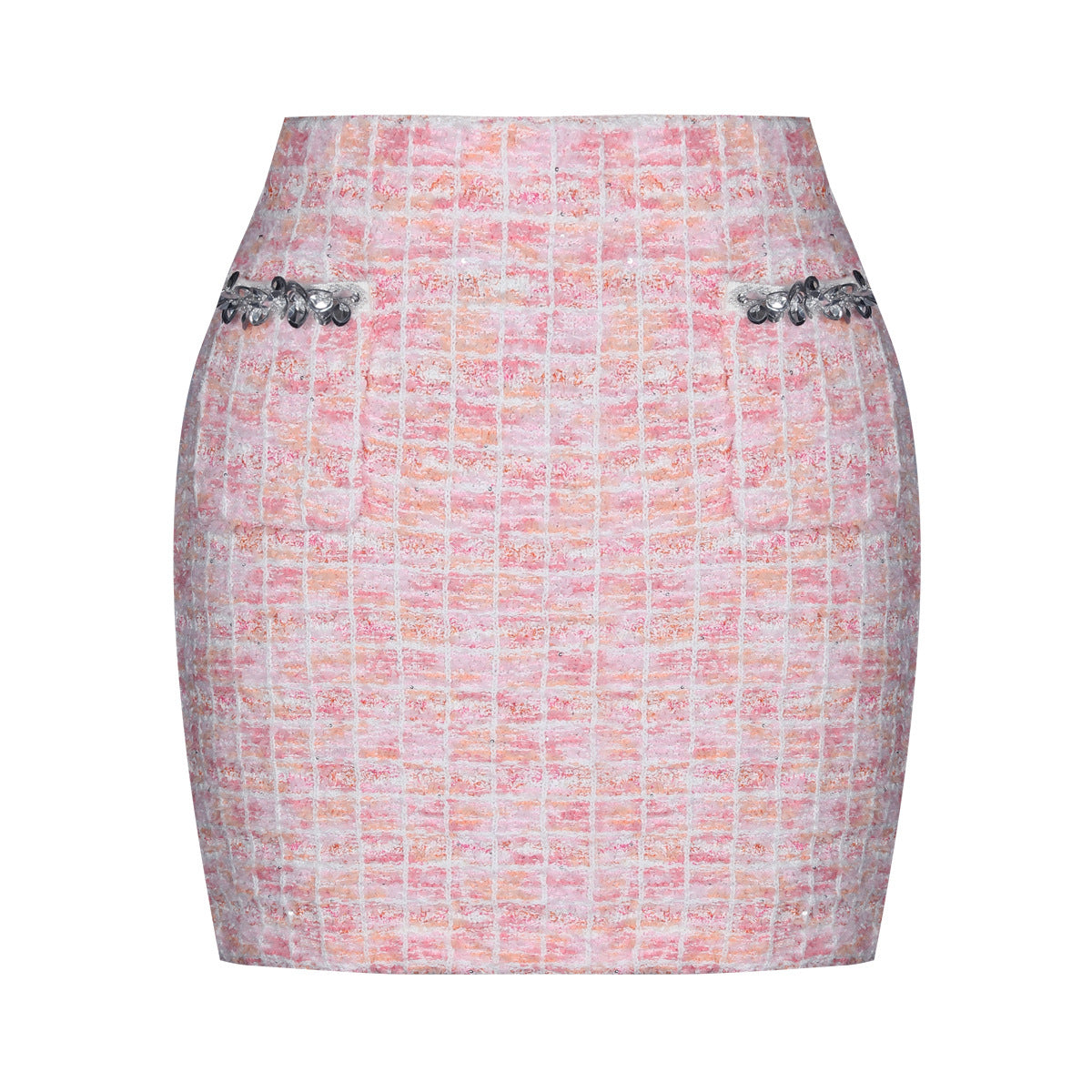 Women's Knitted Sequined Wool Cardigan Sweater + Hip Skirt