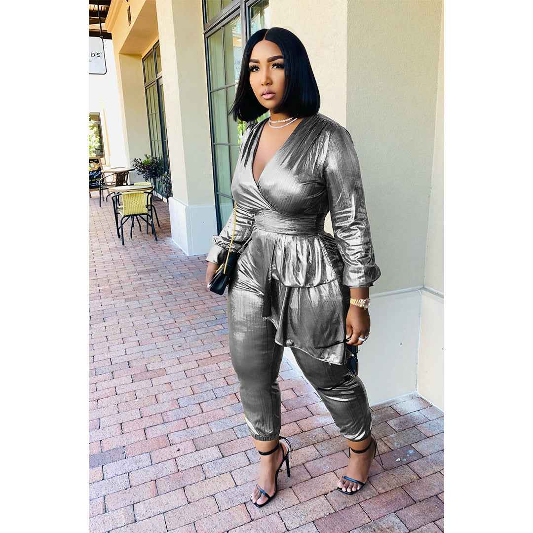 Sunken Stripe Pleated Jumpsuit