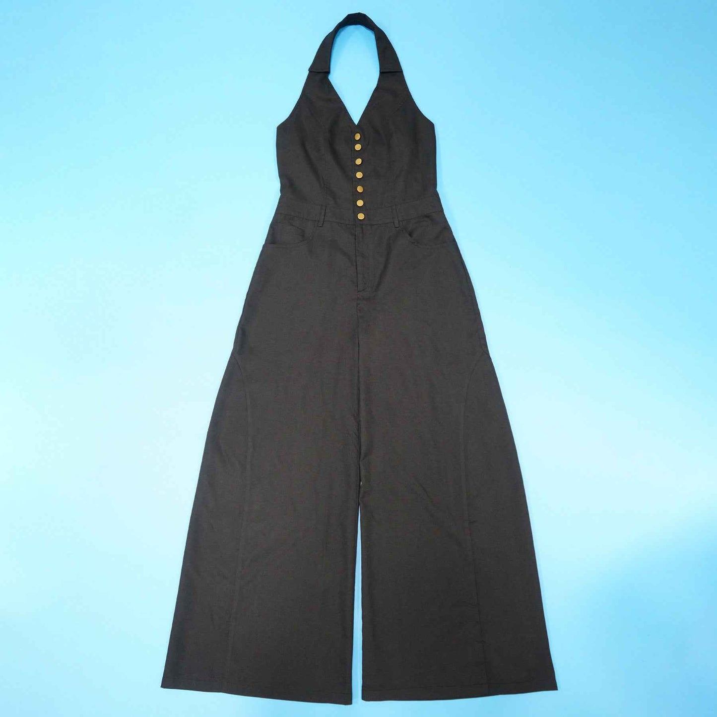 Sleeveless Backless Casual Jumpsuit w Pockets