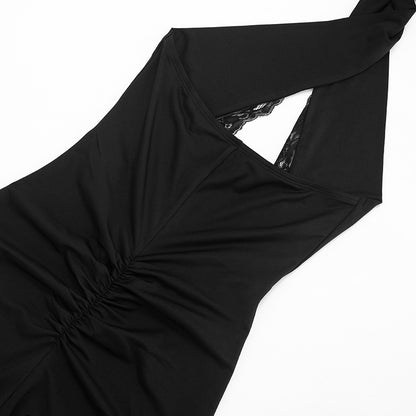 MUNSIEUR Slim Fit Sleeveless Halter Cross Jumpsuit
