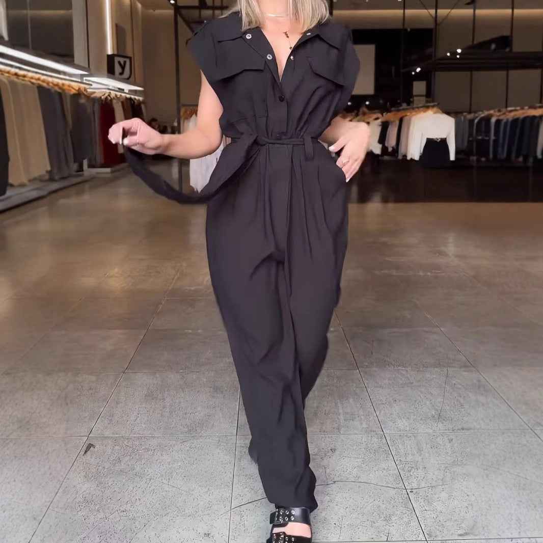 Jumpsuit Women's High Waist Sleeveless