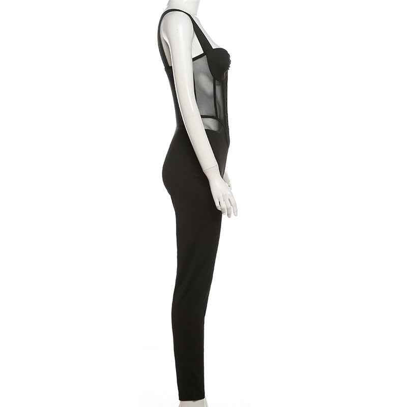 Sexy Low Cut See Through Slimming Jumpsuit