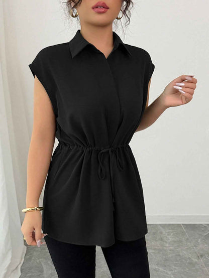 Solid Color Polo Collar Women's T-shirt
