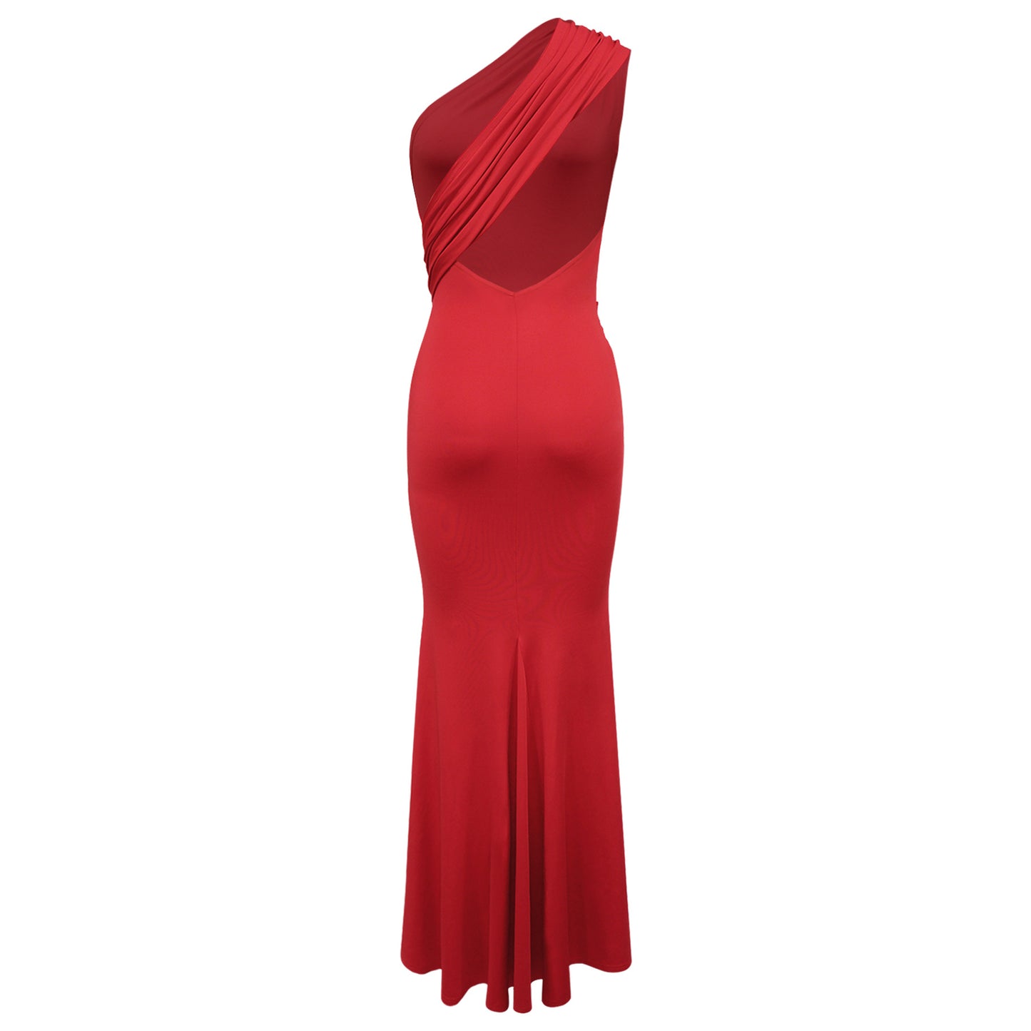 Women Metal Decoration Sexy Backless Dress One Shoulder Slim Dress