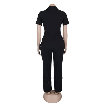 Sexy Summer Jumpsuit with Pocket and Zipper MUNSIEUR