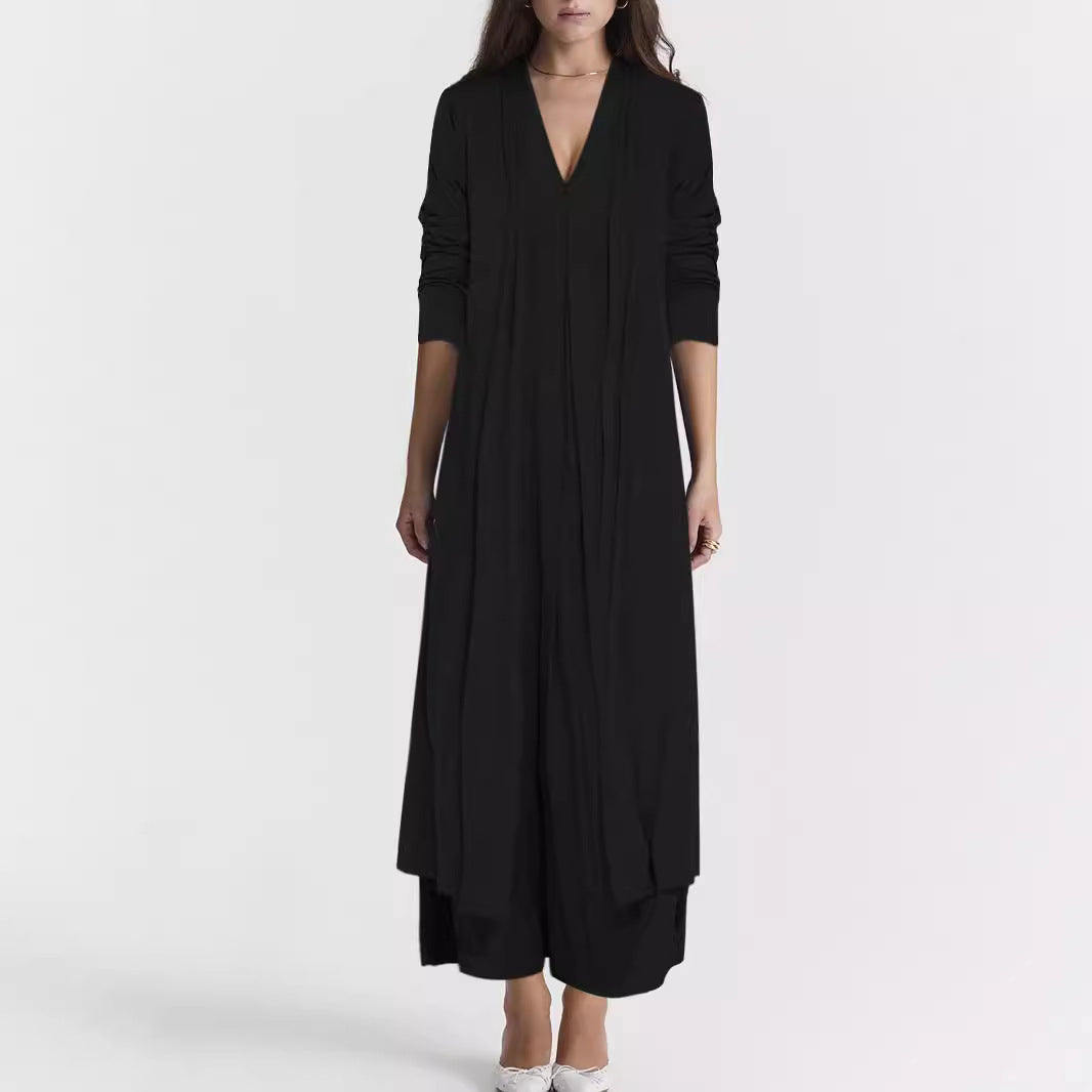 Women's Casual Solid Color And V-neck Cardigan Dress for Women