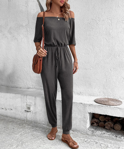 Summer Casual Jumpsuit off Shoulder Solid Color One Piece New Arrivals