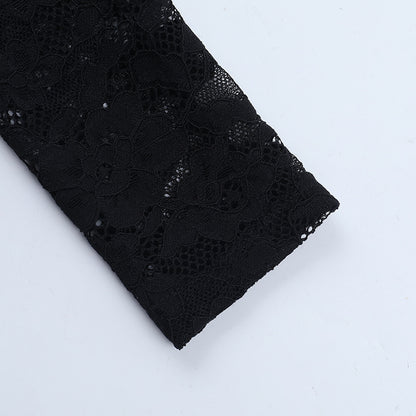 Lace Cutout Long Sleeve T-shirt