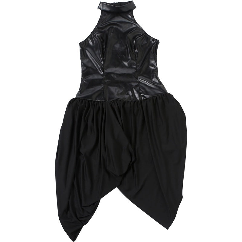 MUNSIEUR Autumn Faux Leather Sleeveless Dress New Arrivals