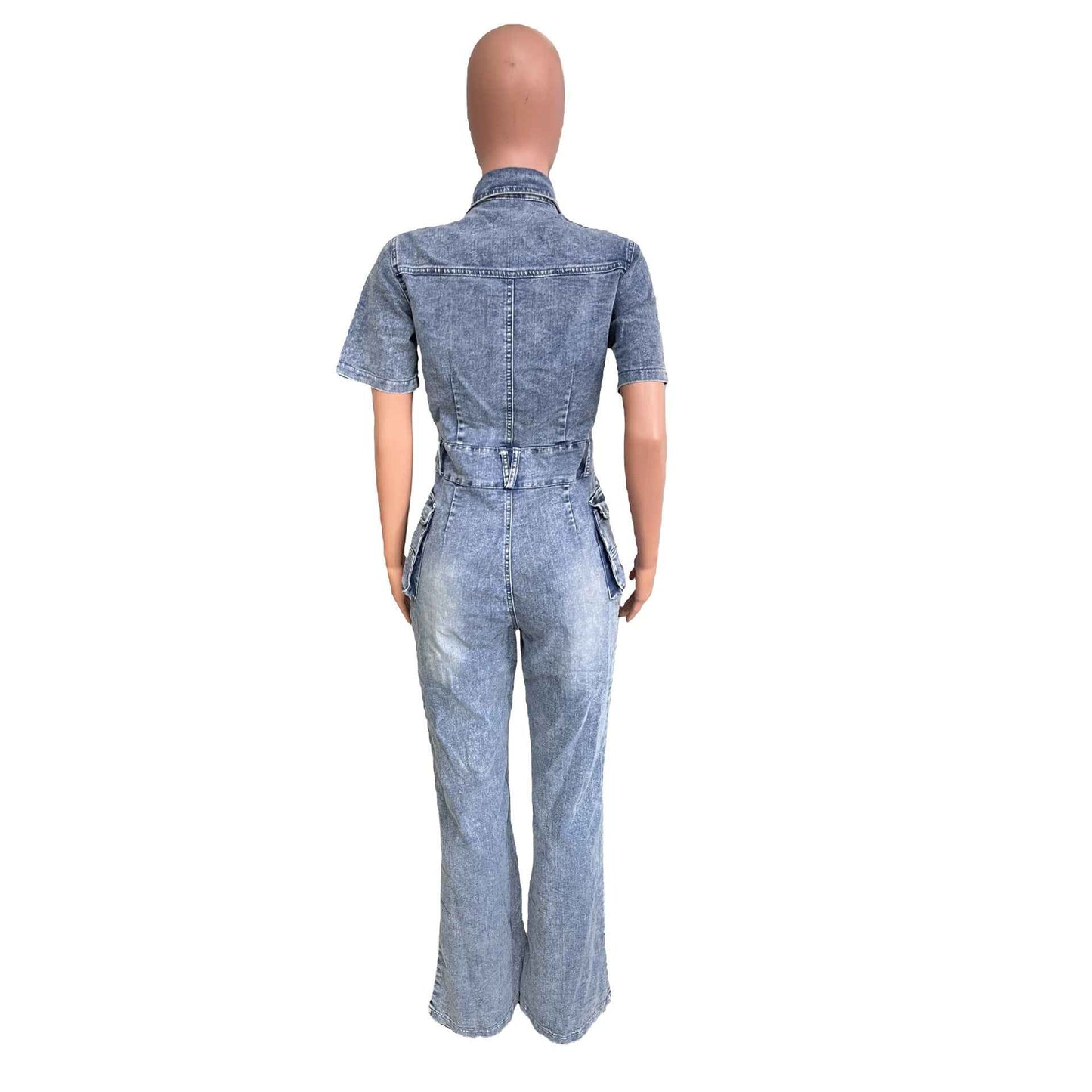 Floral Wash Denim Jumpsuit