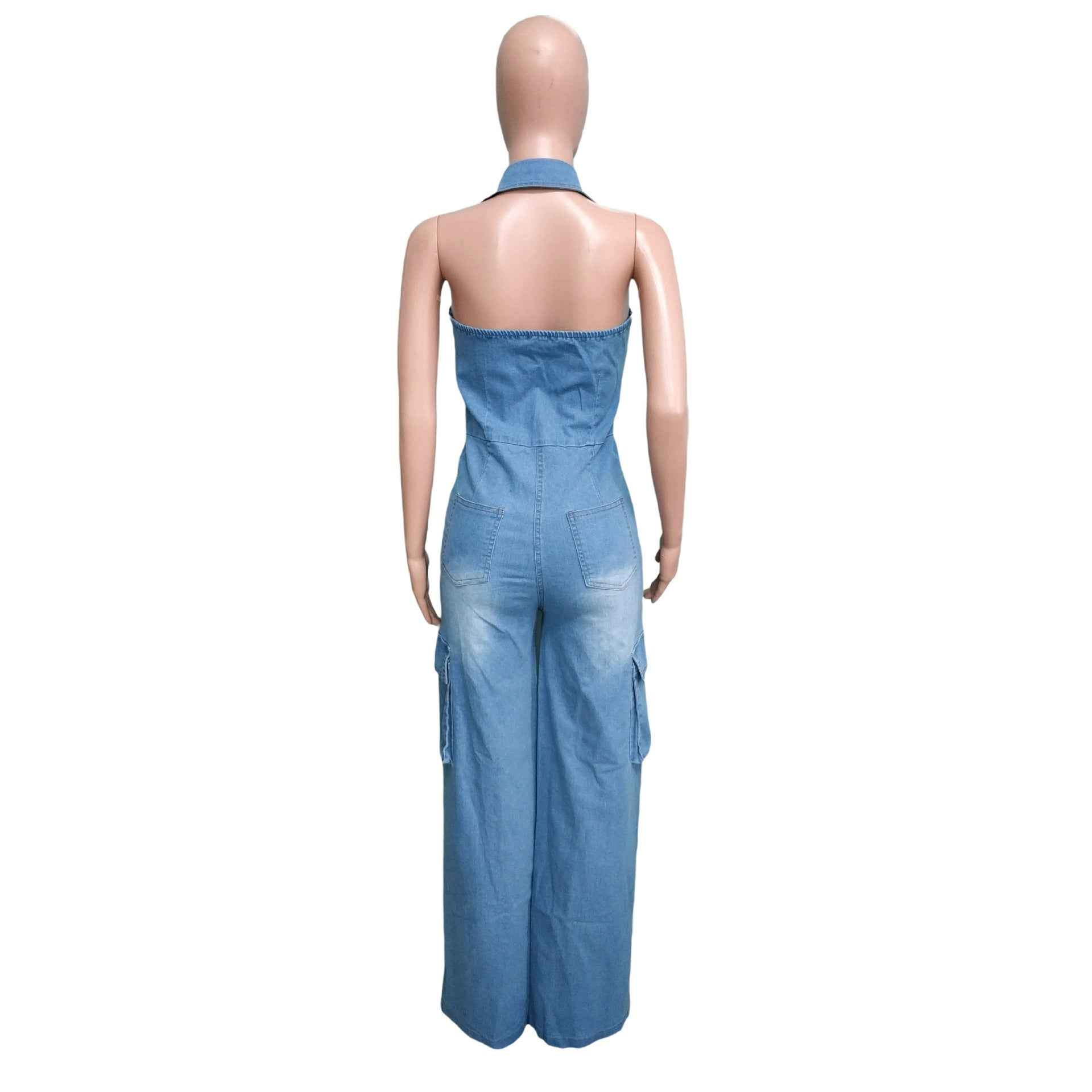 Loose Fit Denim Jumpsuit