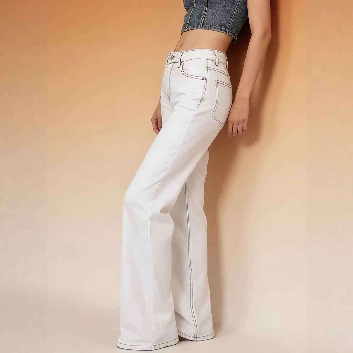 Straight cut Low Waist Loose Fitting Women's Jeans