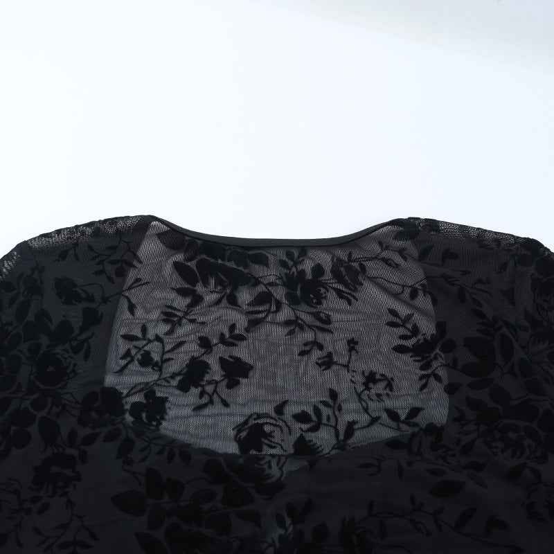 Dark Mesh Velvet Blouse for Women