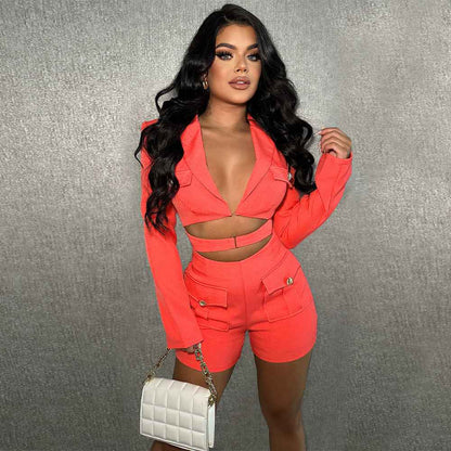 Deep V Plunge Solid Color Romper