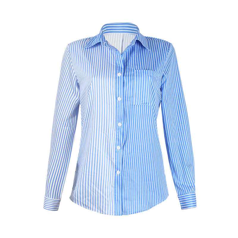 Striped Color Contrast Cardigan Blouse