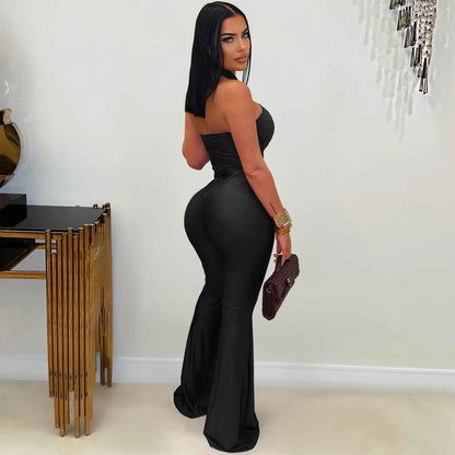 Solid Color Elegant Halter Jumpsuit