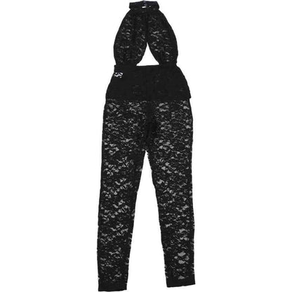 Sexy Lace Stitching Halter Backless Slim Fit Jumpsuit