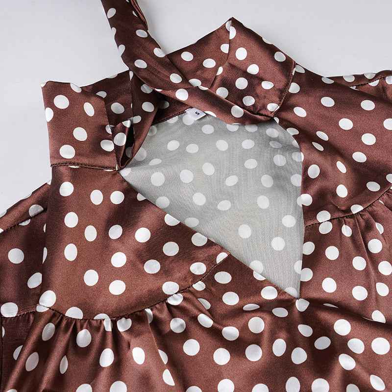 Elegance Polka Dot Cutout out Long Sleeve Blouse