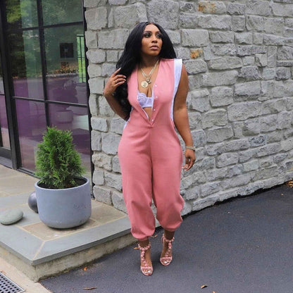 Sexy Slim Fit Solid Color Jumpsuit