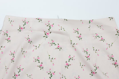 Elegant Long Sleeve Floral Mid Length Skirt Set