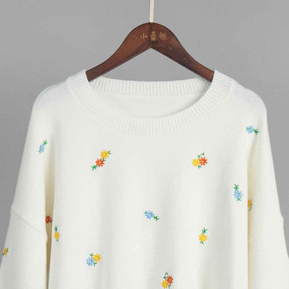 Pullover Embroidered Floral Sweater