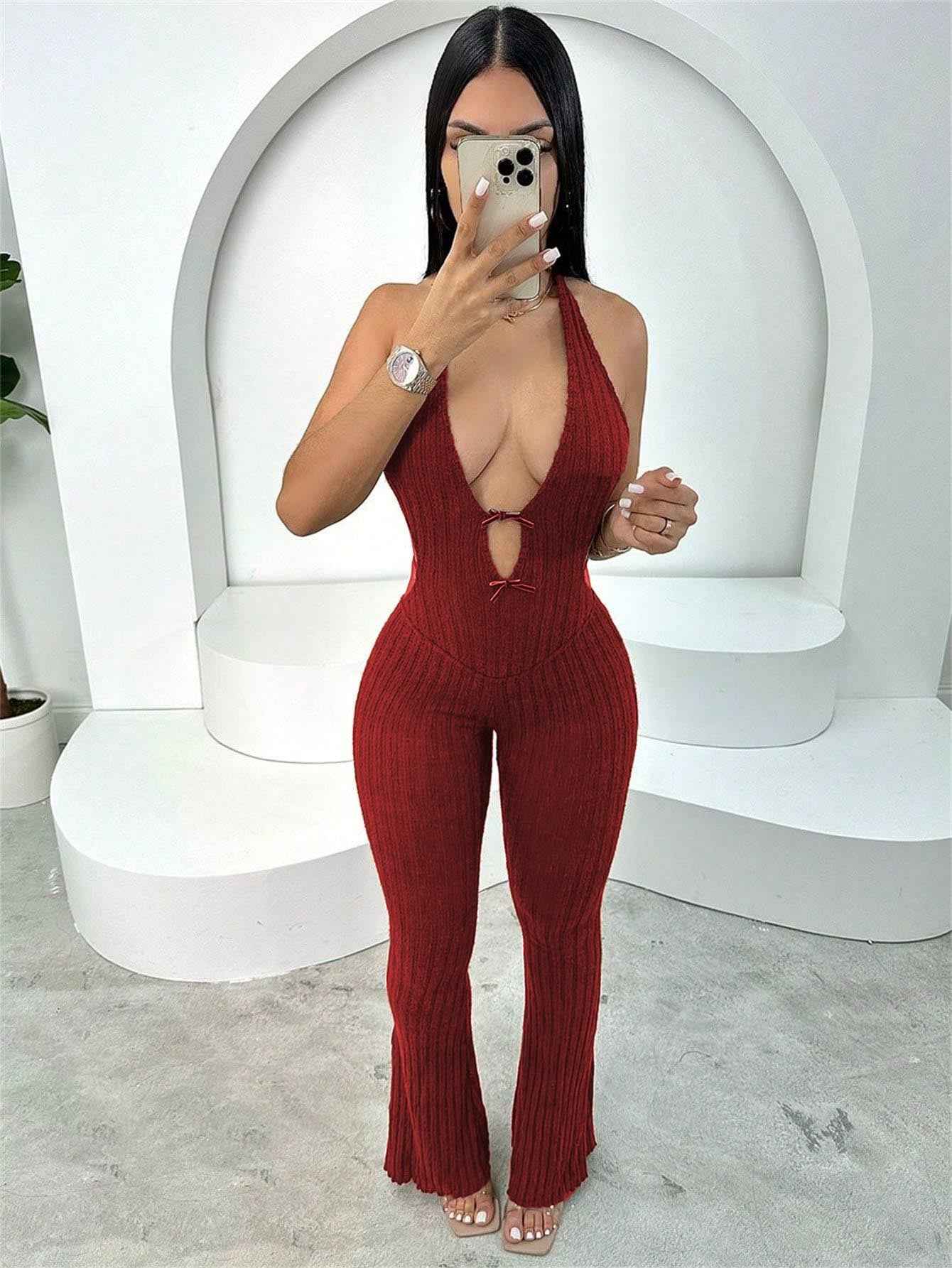 Backless Sexy Knit Jumpsuit