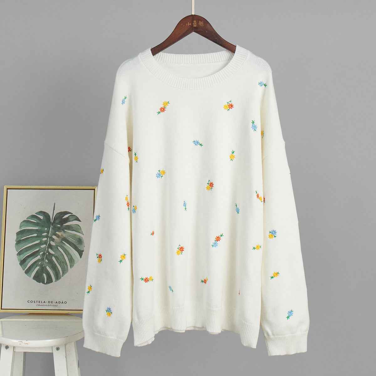 Pullover Embroidered Floral Sweater